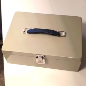 Metal Storage Box with Navy Handle - Home Office